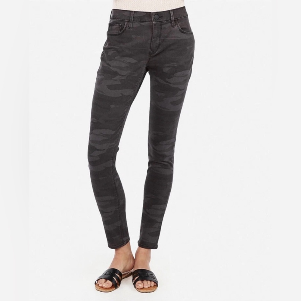Express Legging Stretch Mid Rise black/gray Charcoal Camo Jeans